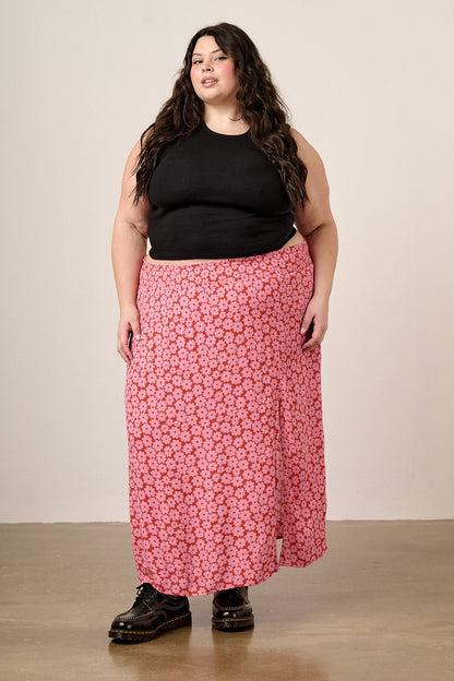 Poppy - Elasticated Waist Skirt in Coastal Flower