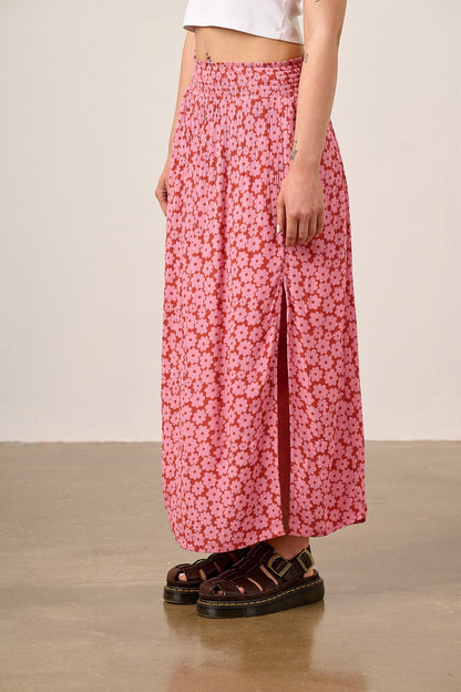 Poppy - Elasticated Waist Skirt in Coastal Flower