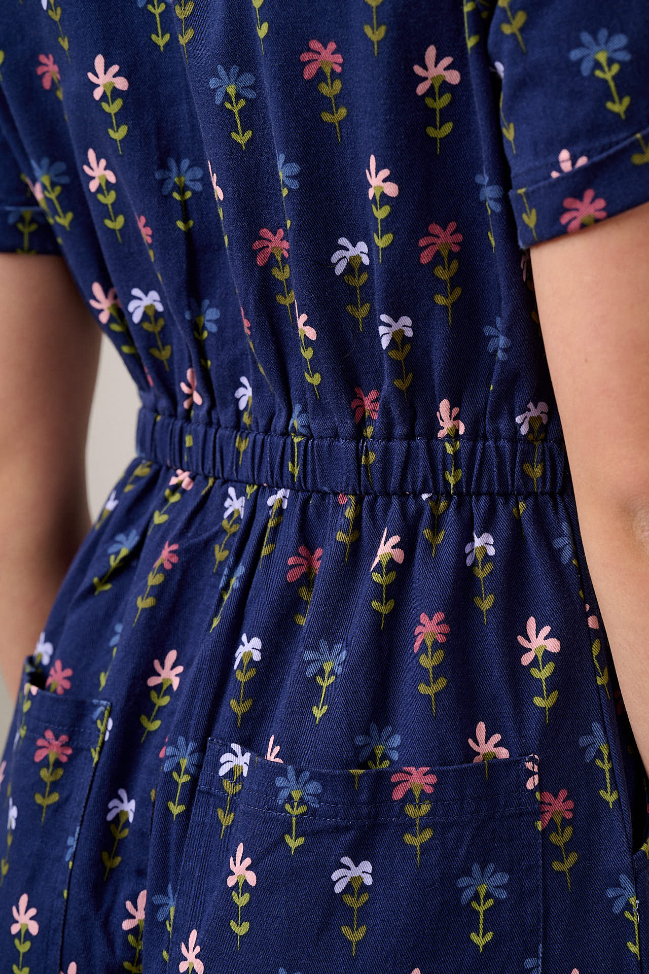 Ragan - Cotton Jumpsuit in Navy Tulips
