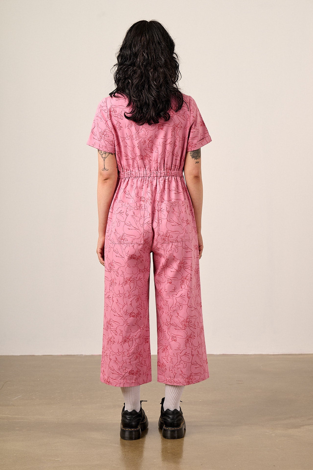 Ragan - Cotton Jumpsuit in Pink Bodies Print