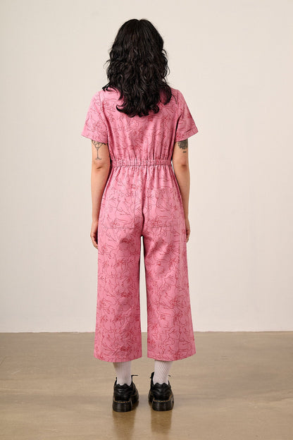 Ragan - Cotton Jumpsuit in Pink Bodies Print