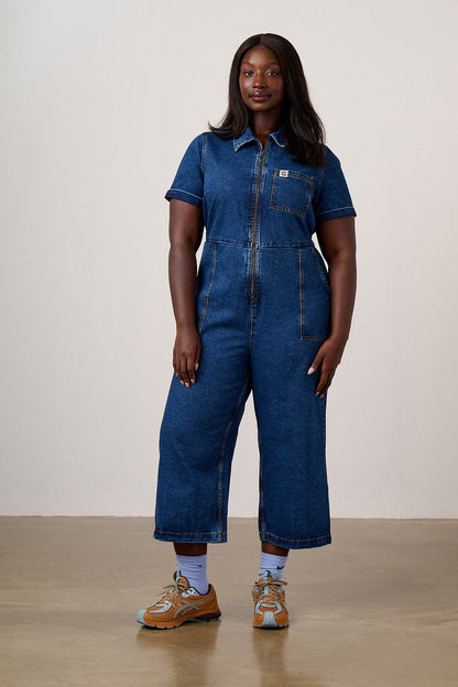 Ragan - Denim Jumpsuit in Mid Wash Blue