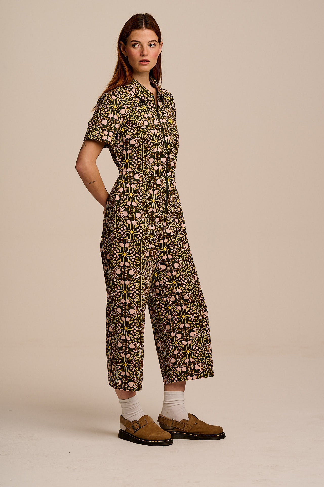 L.E Ragan - Cotton Jumpsuit in Graphics and Grain Artist & Yak