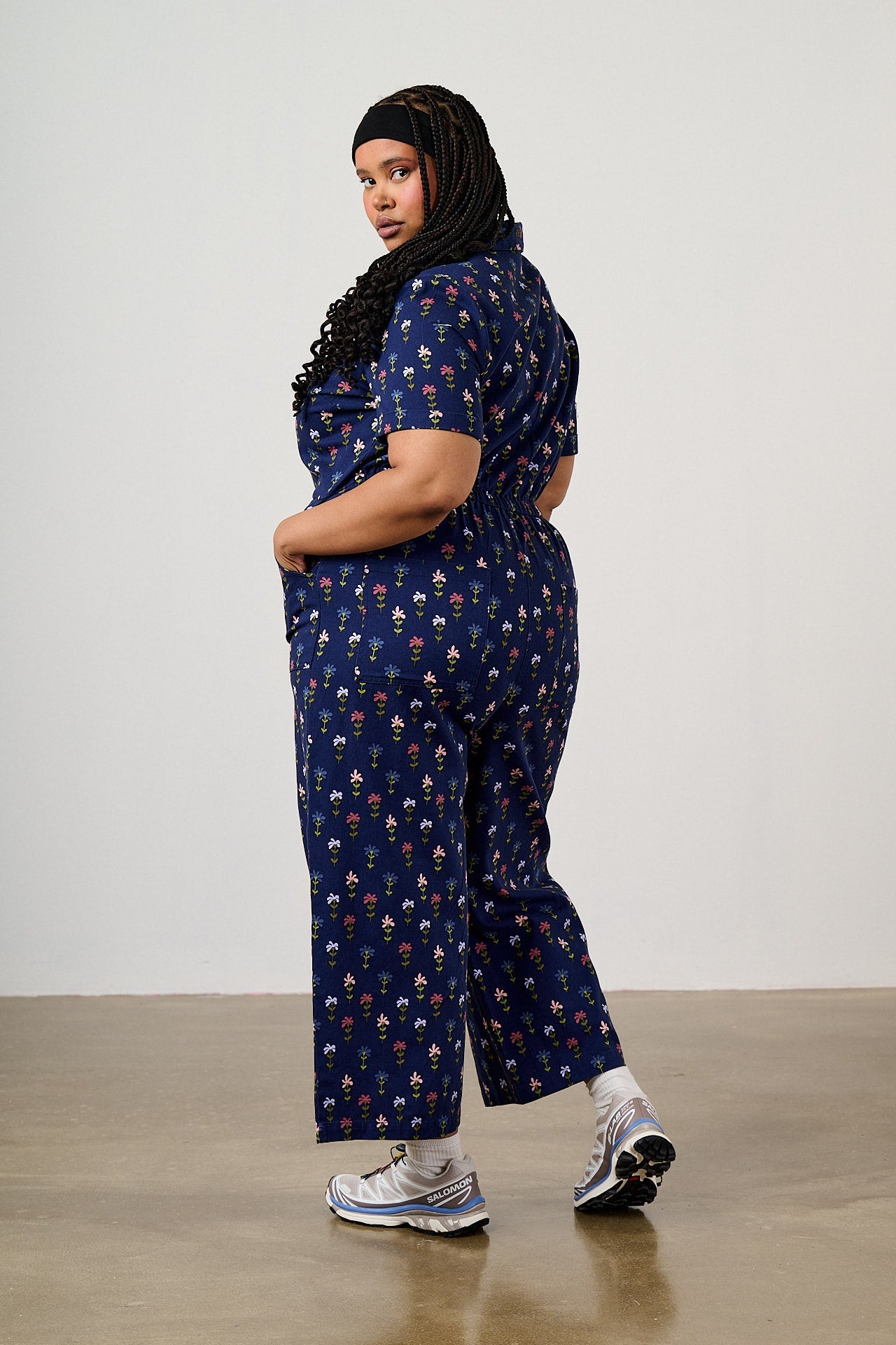 Ragan - Cotton Jumpsuit in Navy Tulips