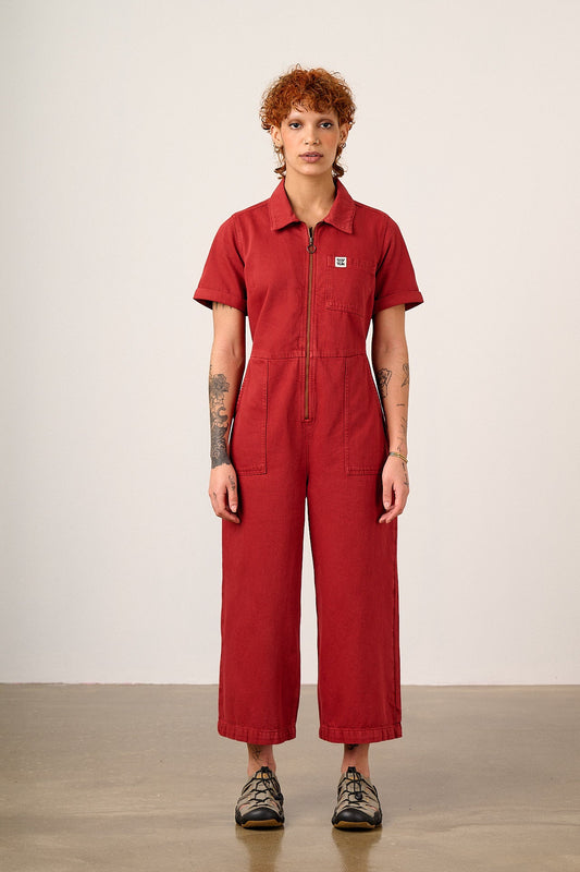 Ragan - Denim Jumpsuit in True Red Wash