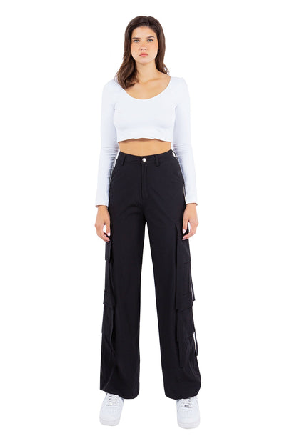 Women's Essential Multi Pocket Nylon Straight Pants