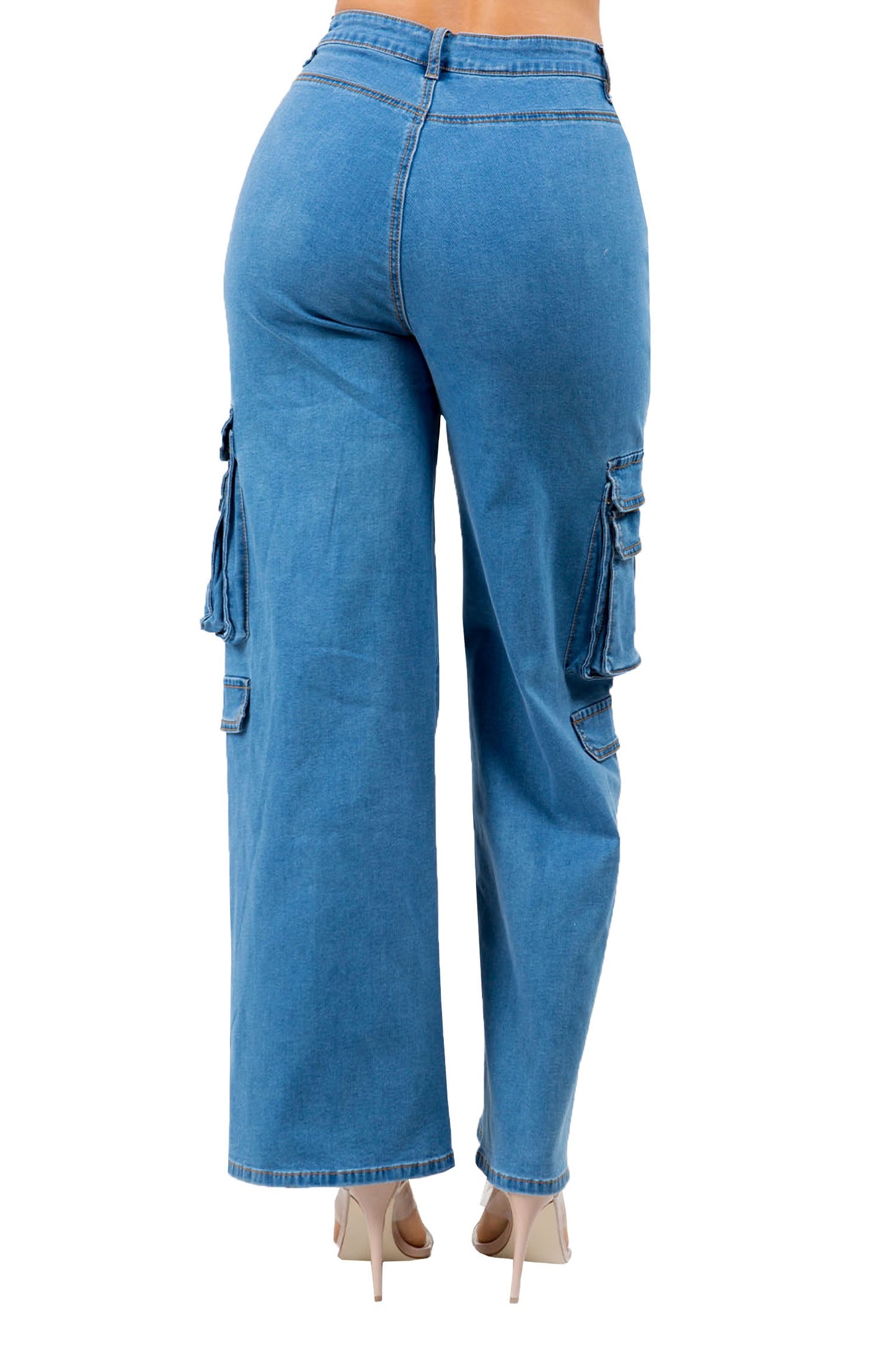 Women's Essential High Rise Wide Fit Cargo Denim Jeans