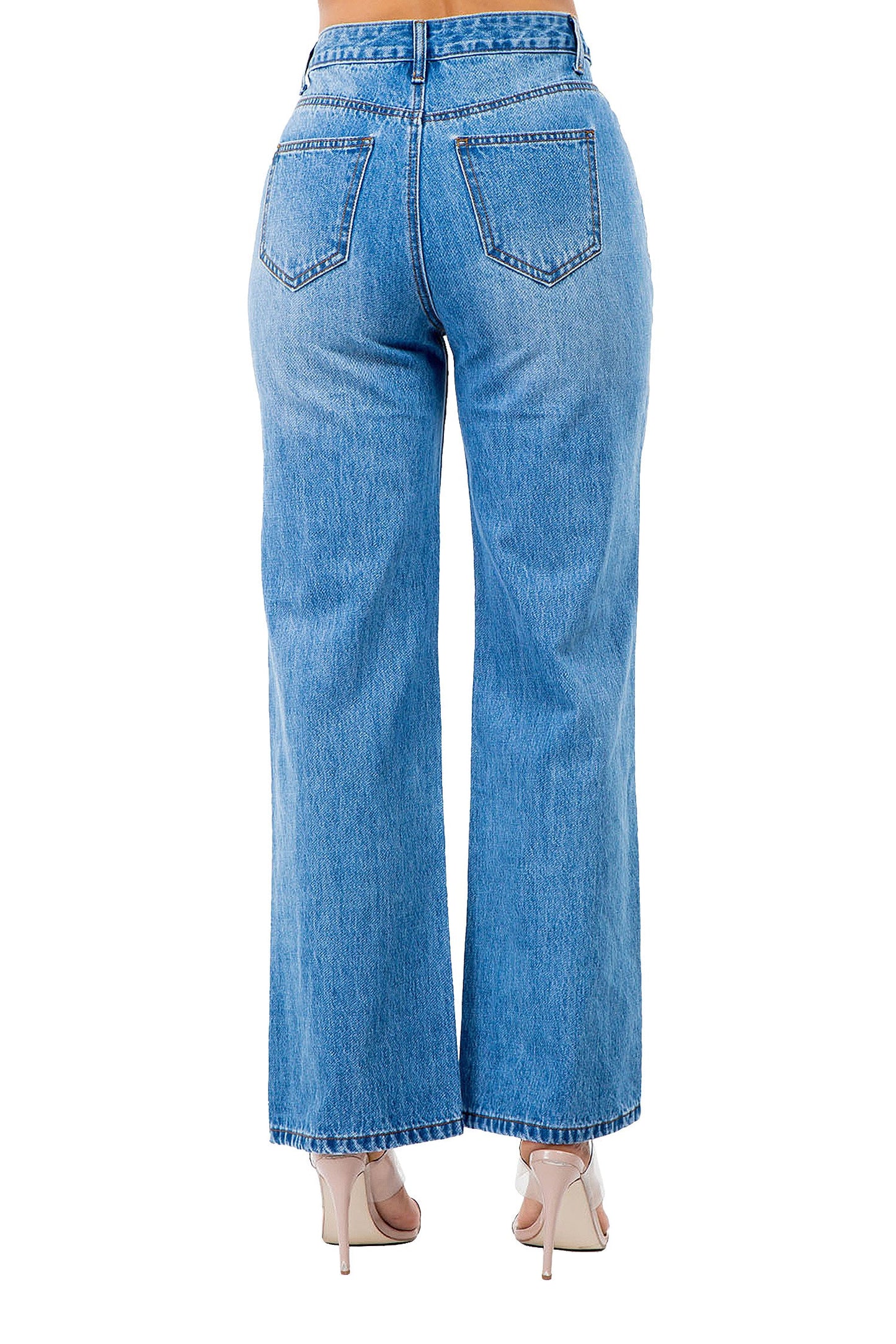Women's High Distressed Wide Fit Denim Jeans