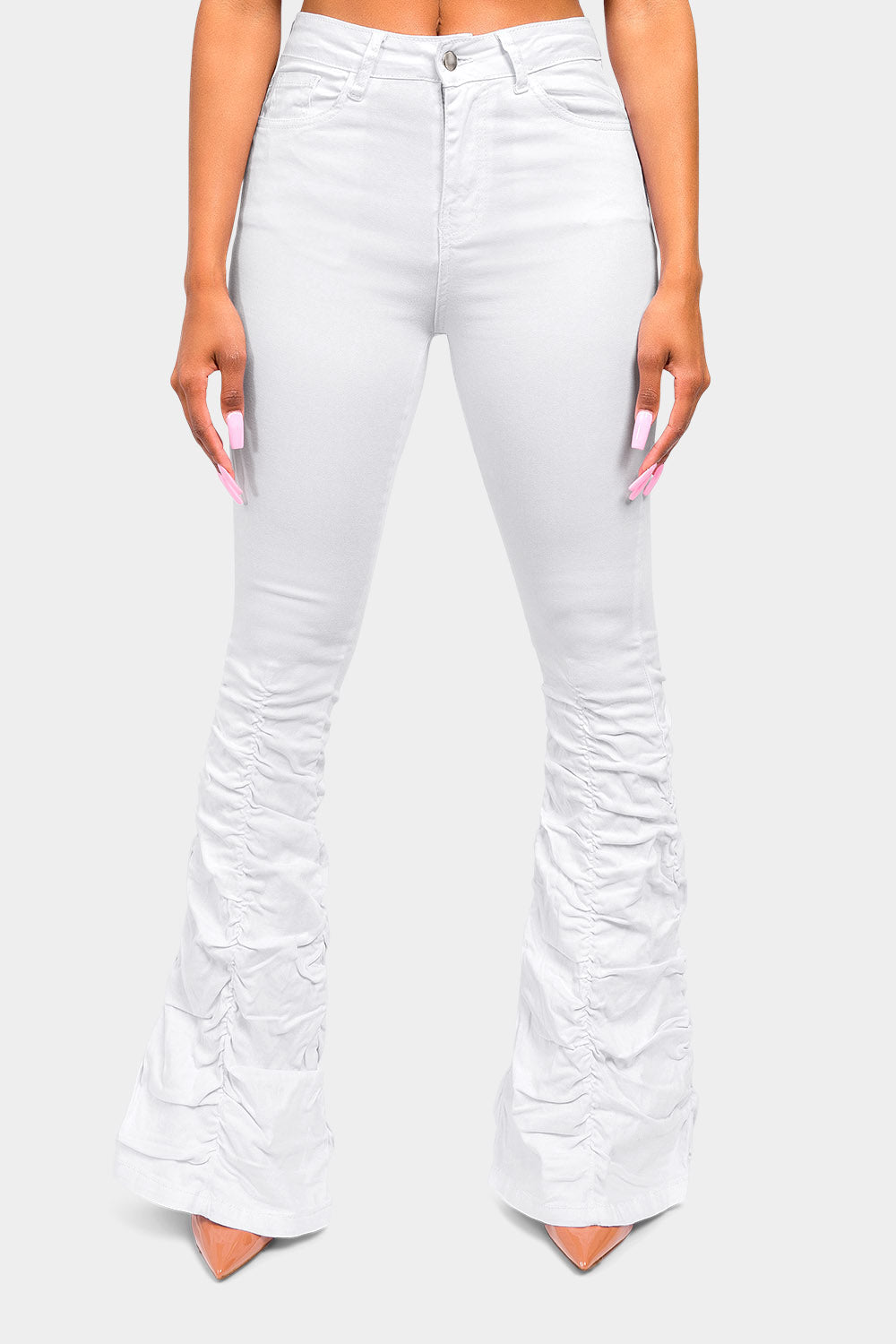 High Waisted Shirred Jeans