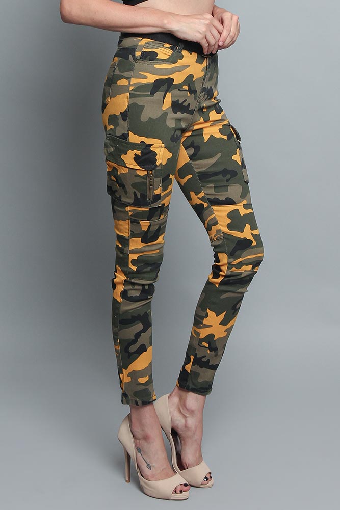 Women's Cargo Color Camo Skinny Pants