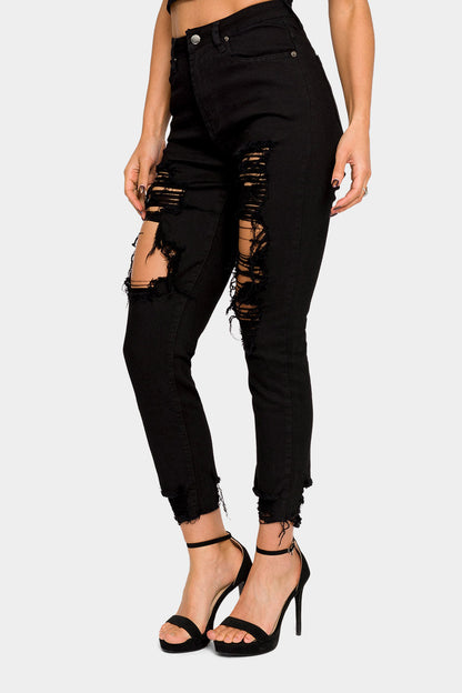 Destroyed High Rise Skinny Jeans
