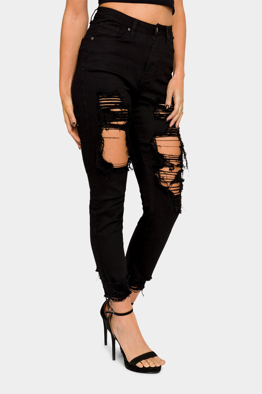 Destroyed High Rise Skinny Jeans