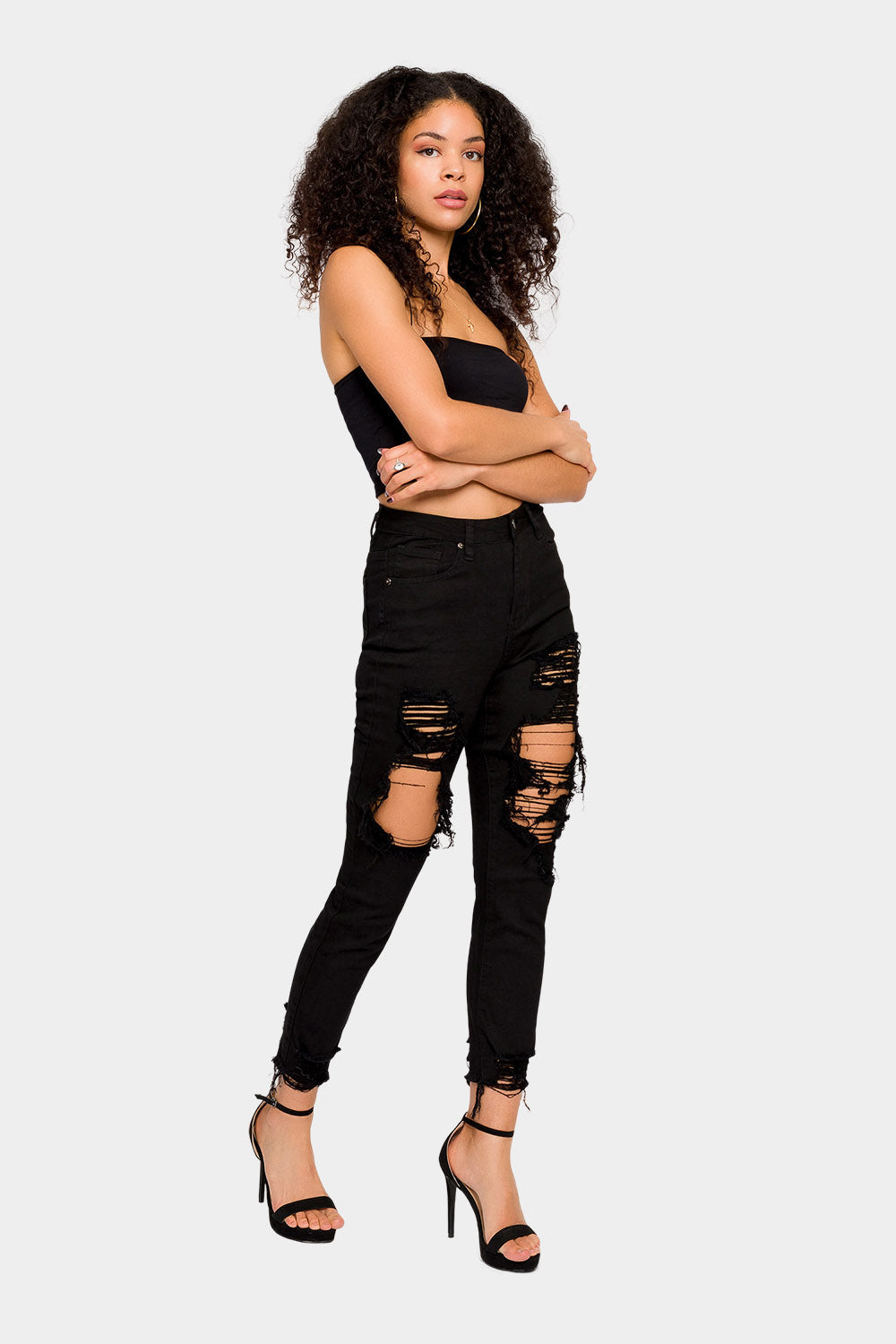 Destroyed High Rise Skinny Jeans