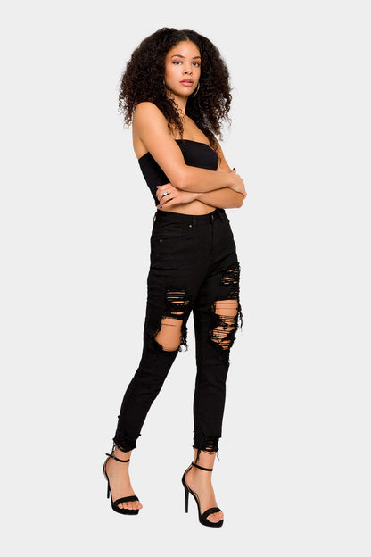Destroyed High Rise Skinny Jeans