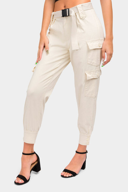 High Waist Cargo Pants with Belt