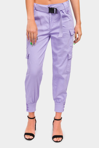 High Waist Cargo Pants with Belt