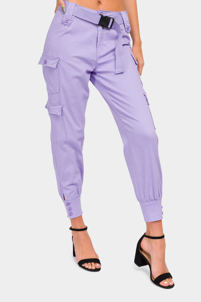High Waist Cargo Pants with Belt