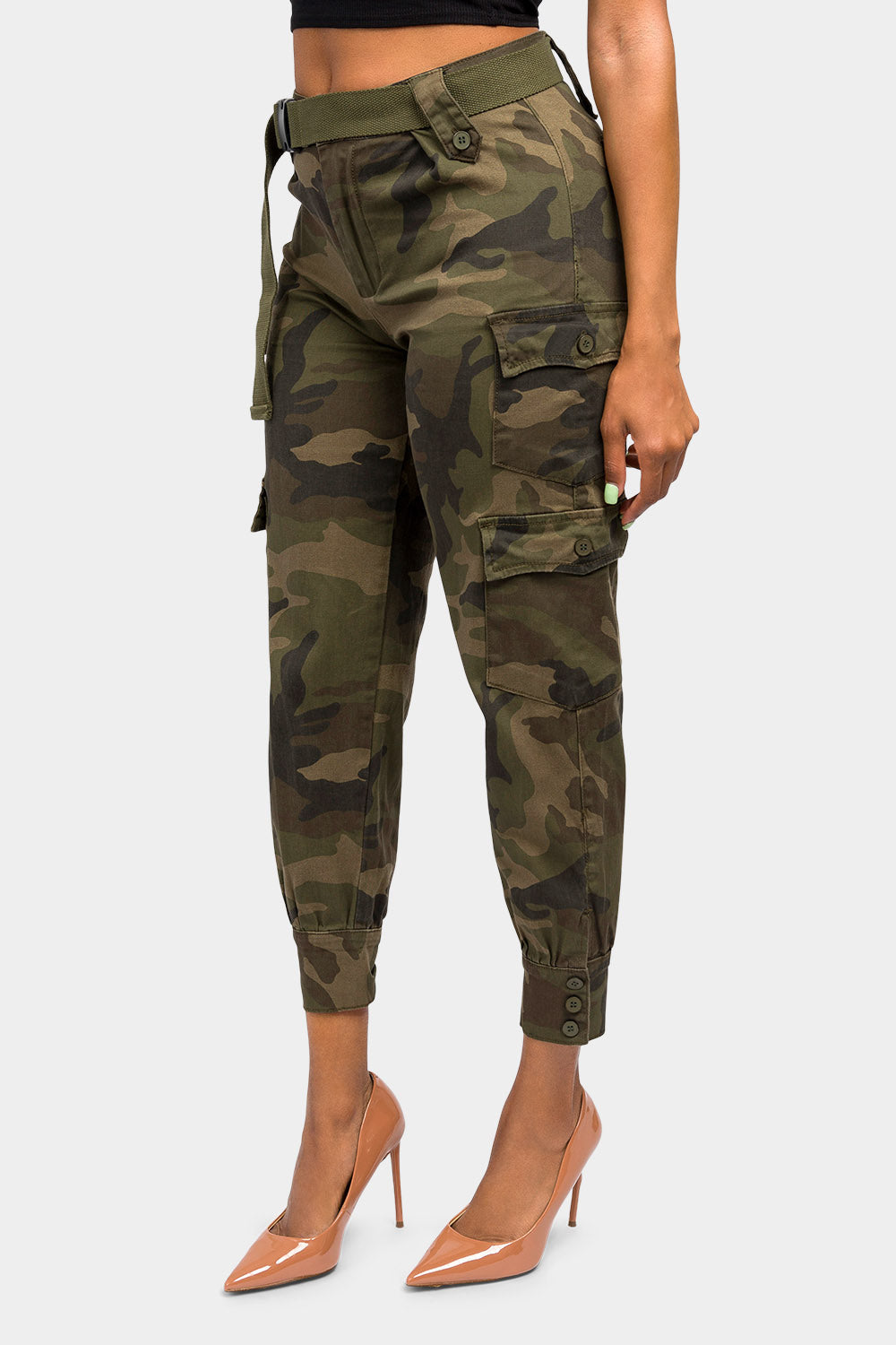 High Waist Cargo Pants with Belt