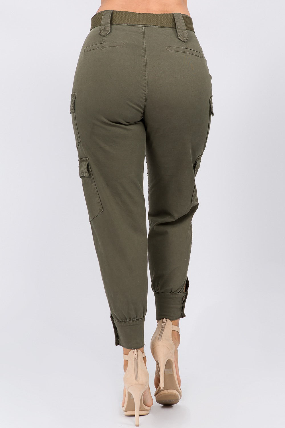 High Waist Cargo Pants with Belt