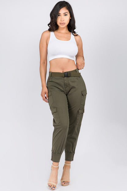 High Waist Cargo Pants with Belt