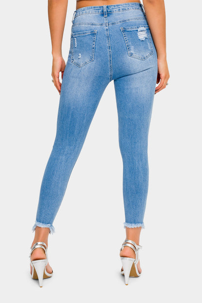 Distressed High Rise Skinny Jeans