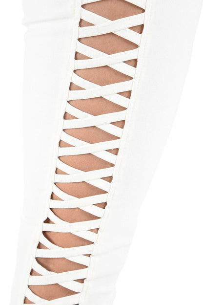 High Waisted Super Stretch X Cut-Out Skinny Pants