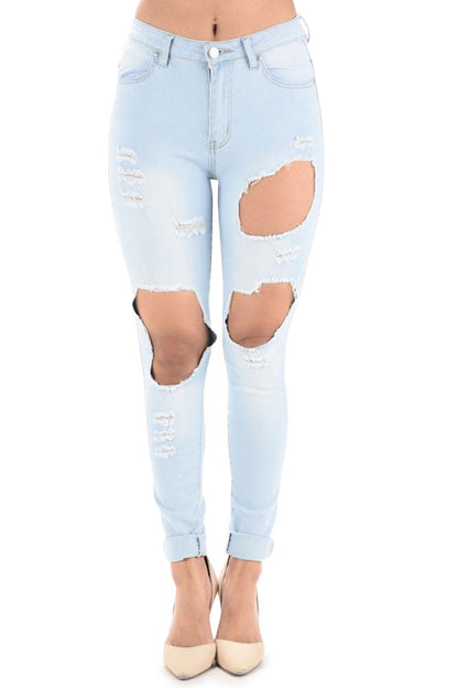 Women's High-Rise Holey Ripped Skinny Jeans