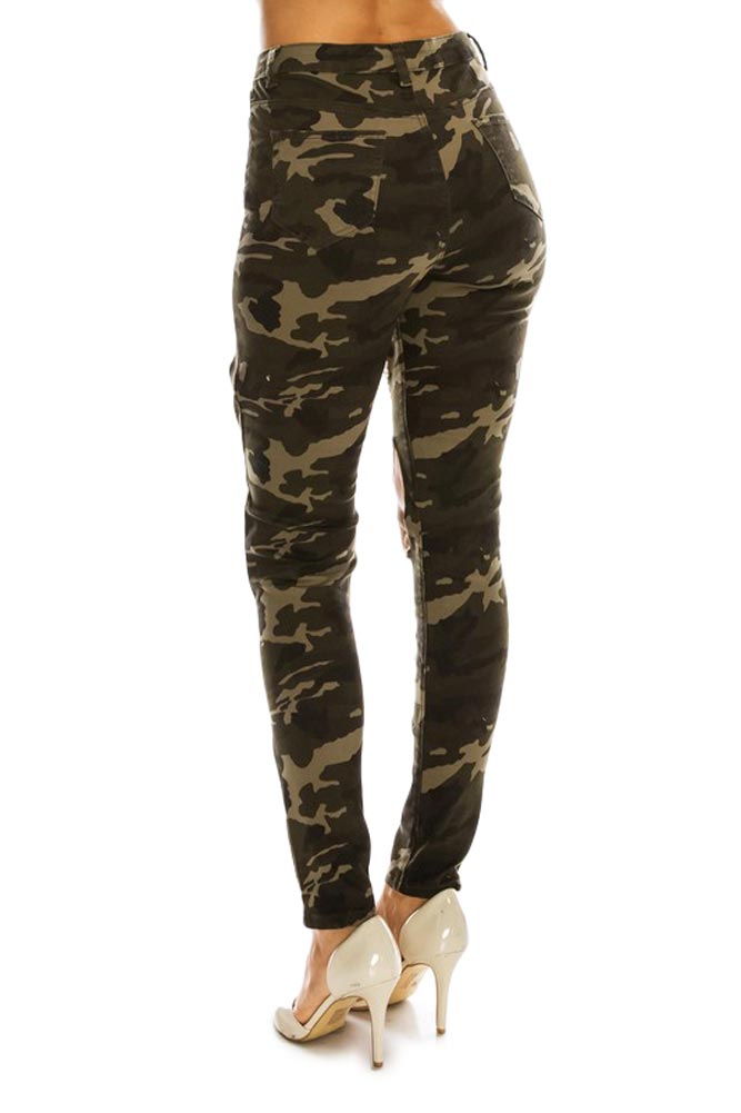 Women's High Rise Destroyed Twill Denim Jeans