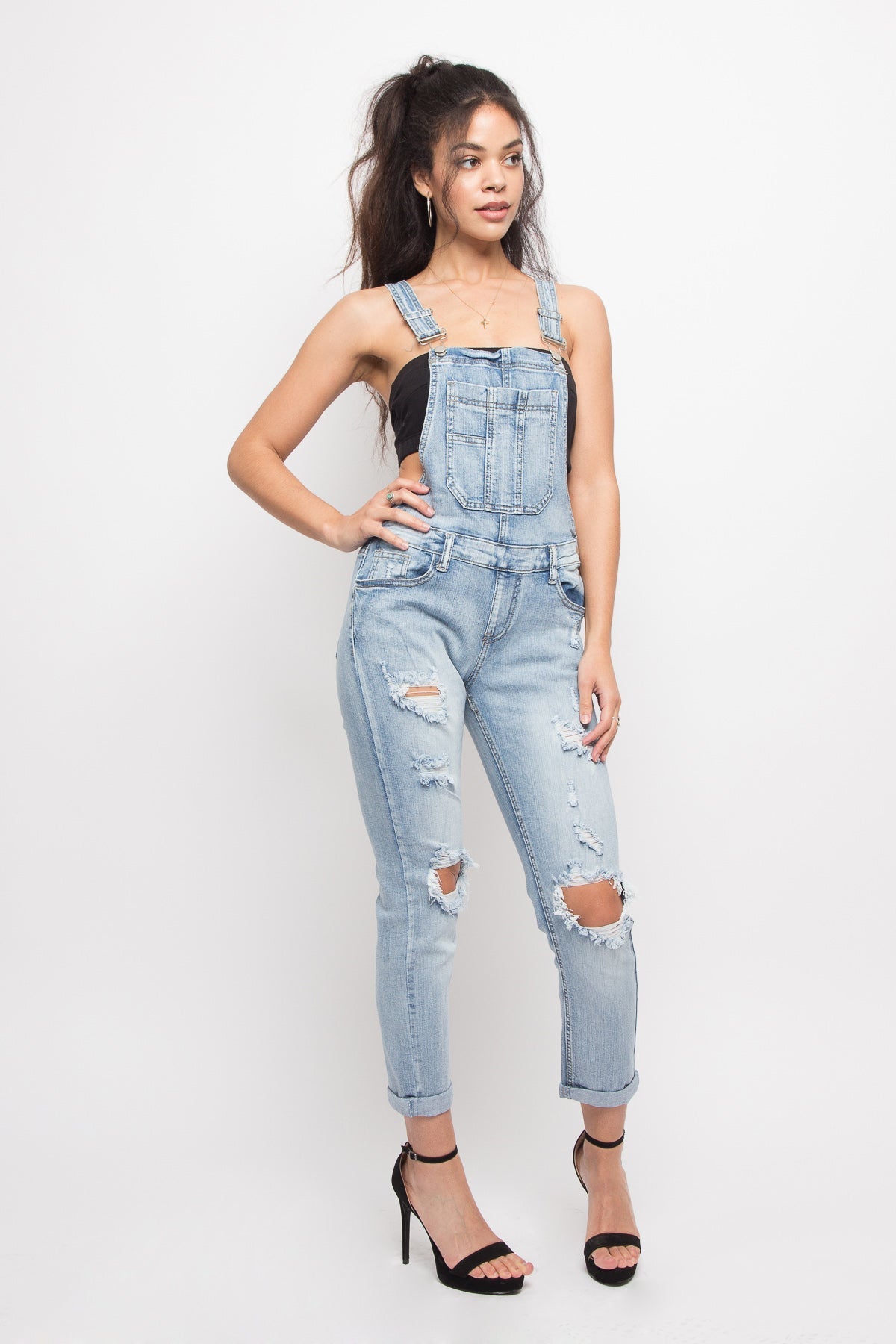 Destroyed Denim Overalls