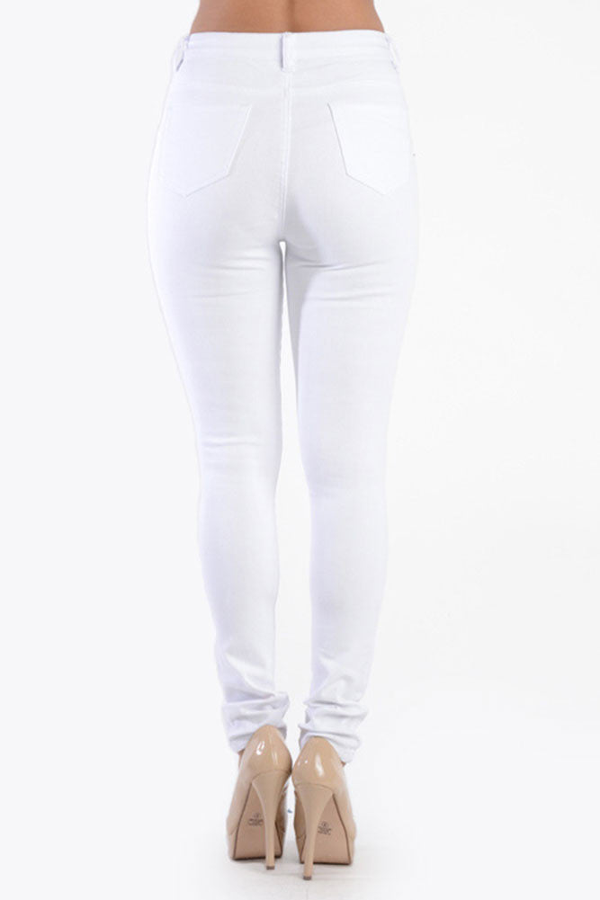 High Waisted Colored Ripped Skinny Pants