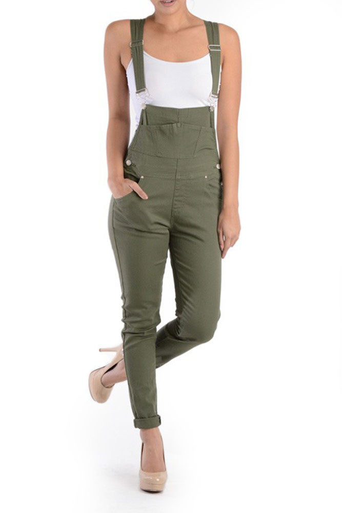 Women's Solid Skinny Overalls