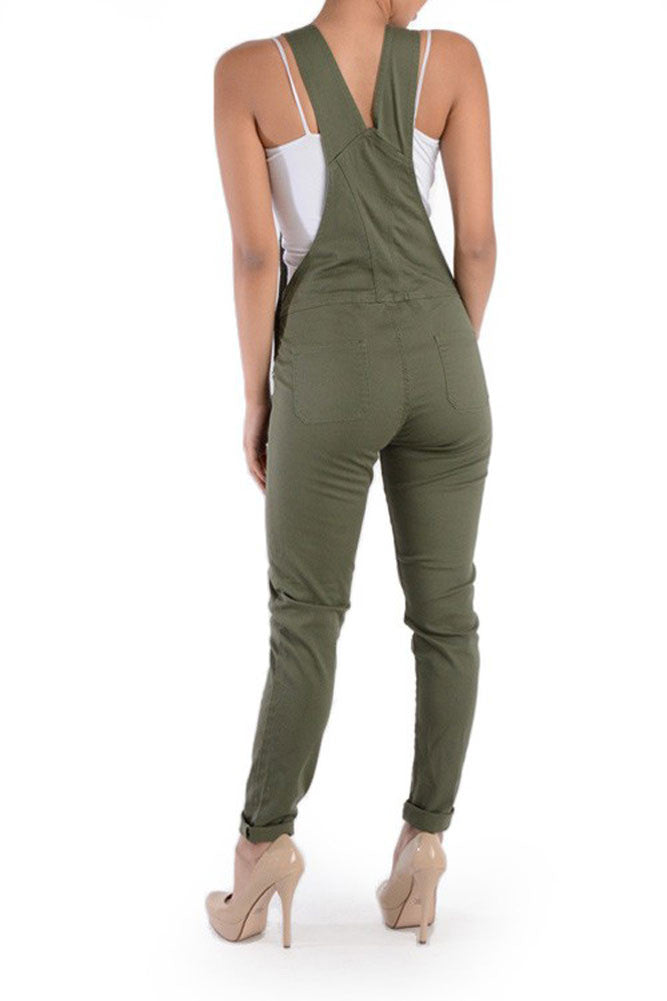 Women's Solid Skinny Overalls