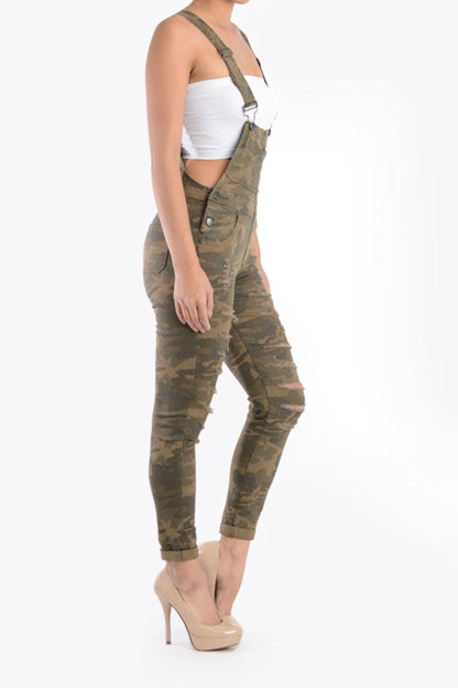 Women's Ripped Skinny Overalls