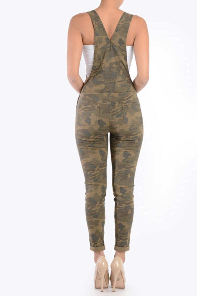Women's Ripped Skinny Overalls