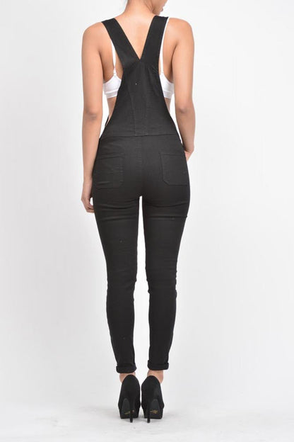 Women's Destroyed Skinny Overalls