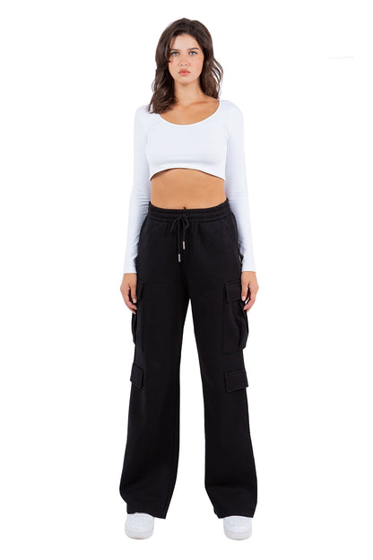 Women's Essential High Waist Wide Fit Cargo Sweat Pants