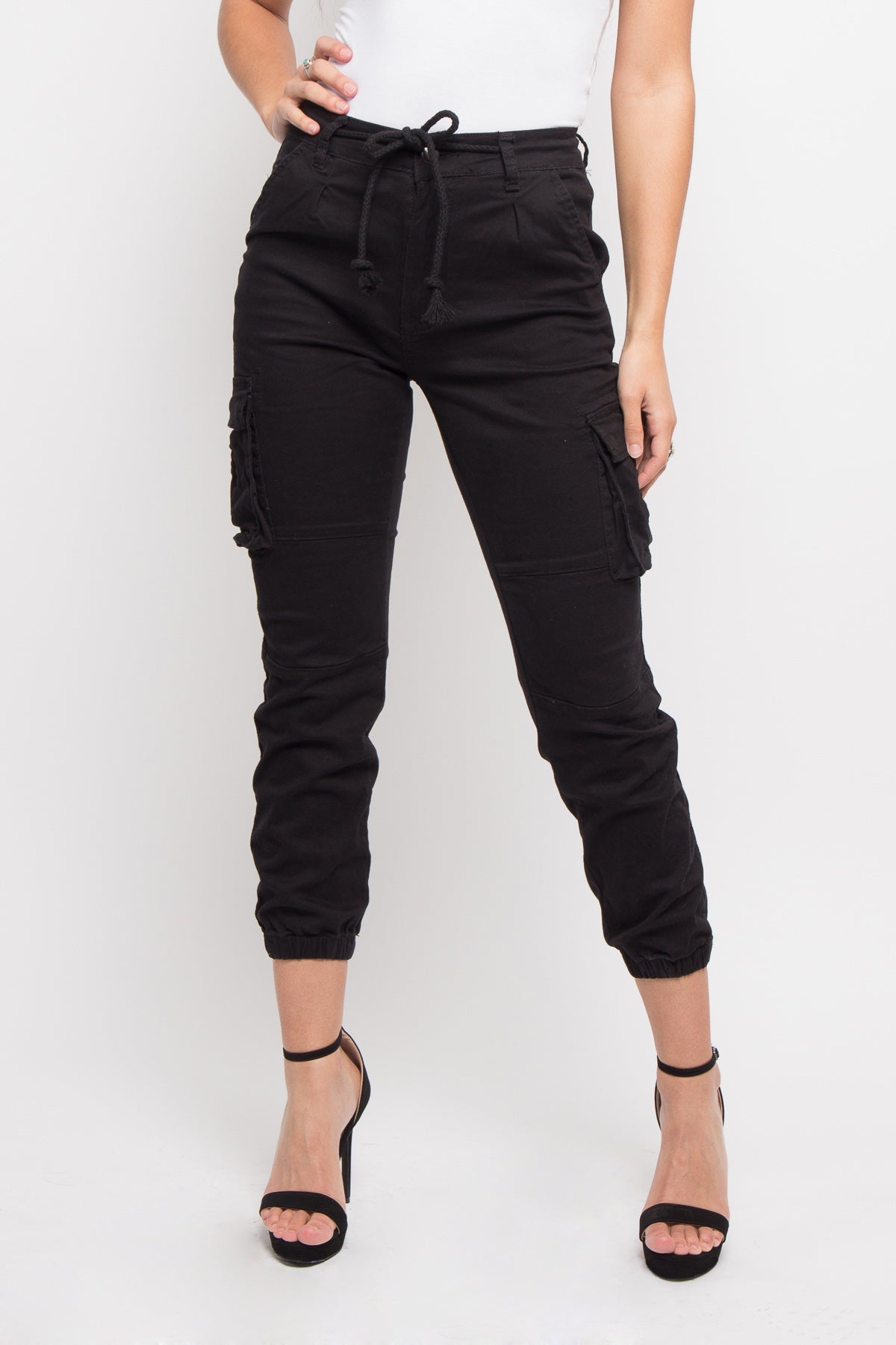 Women's Essential Basic Cropped Colored Cargo Joggers