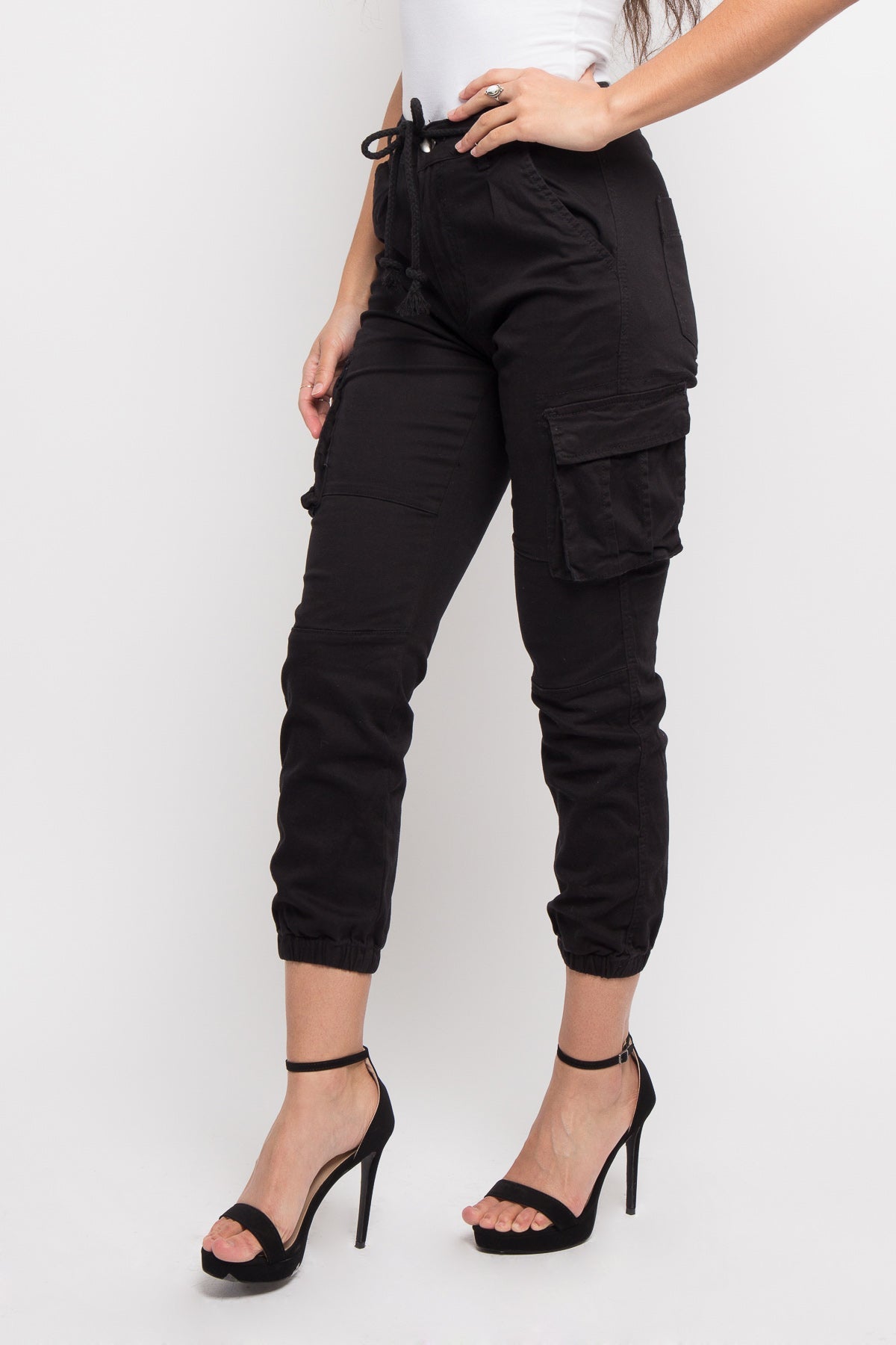 Women's Essential Basic Cropped Colored Cargo Joggers