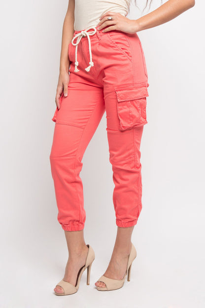 Women's Essential Basic Cropped Colored Cargo Joggers