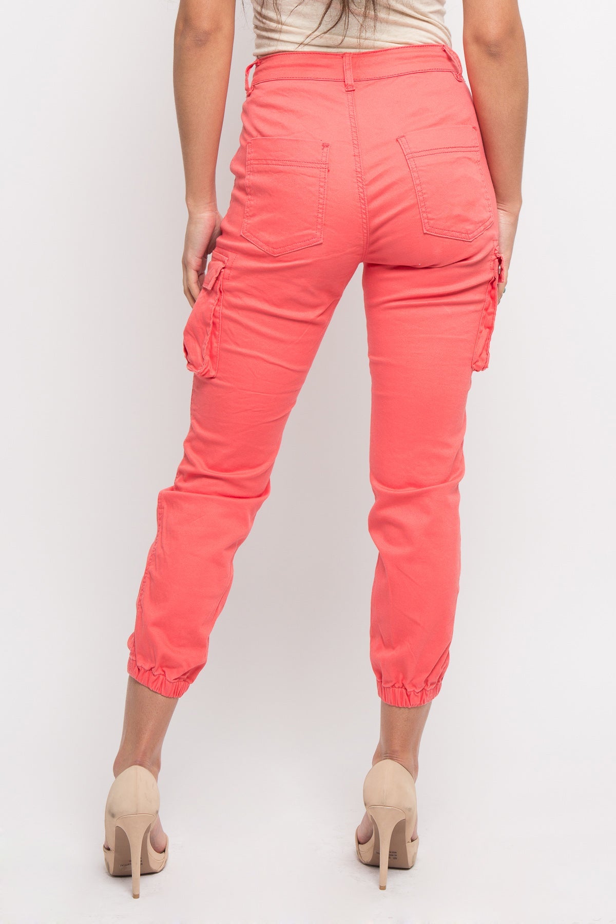 Women's Essential Basic Cropped Colored Cargo Joggers