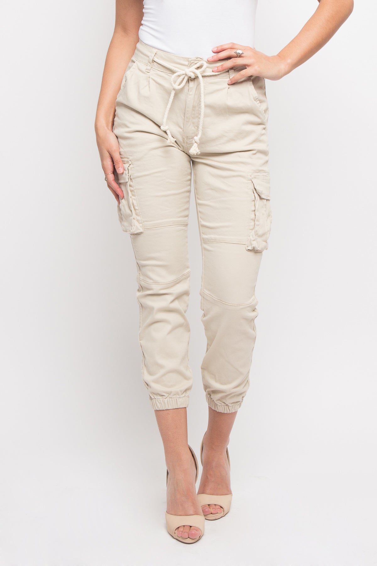 Women's Essential Basic Cropped Colored Cargo Joggers
