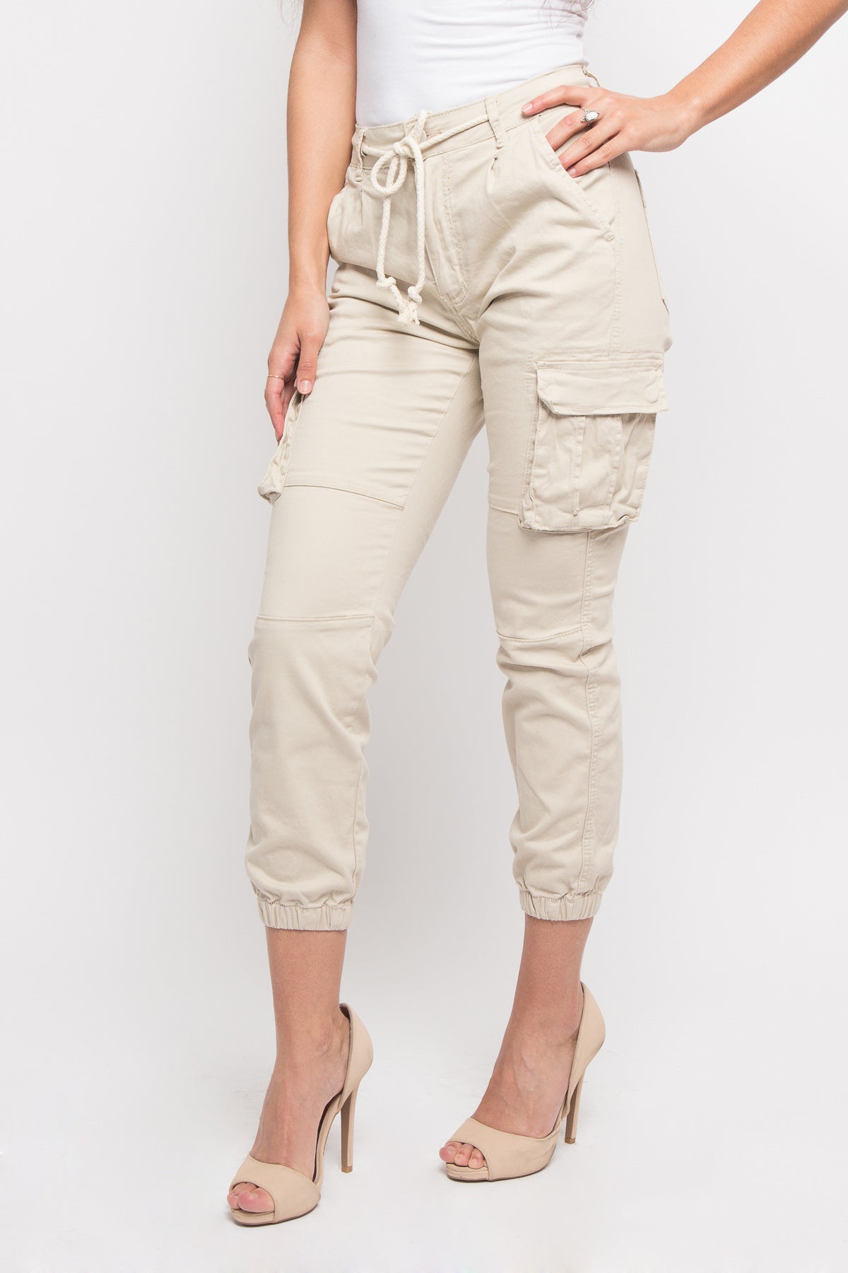 Women's Essential Basic Cropped Colored Cargo Joggers