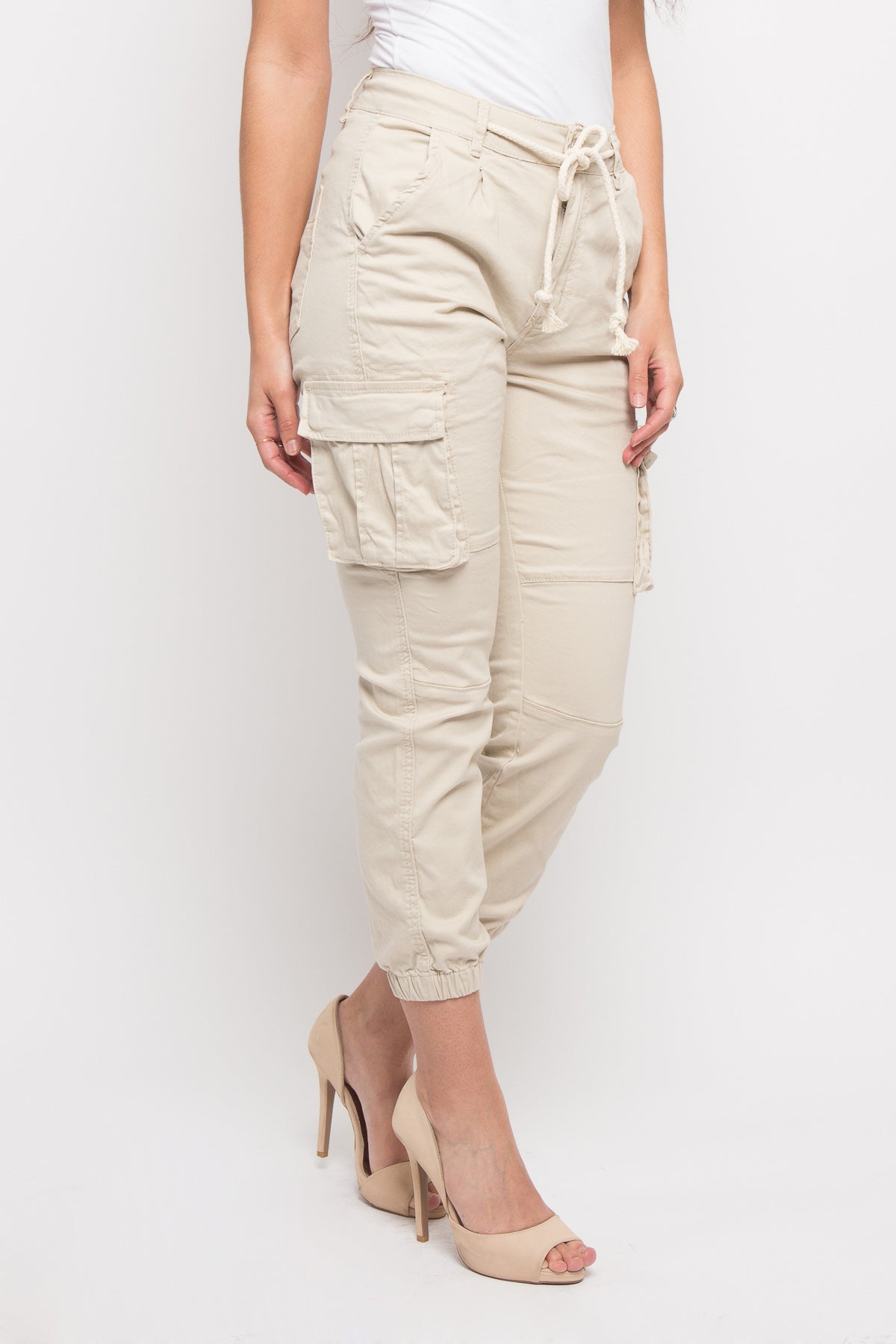 Women's Essential Basic Cropped Colored Cargo Joggers