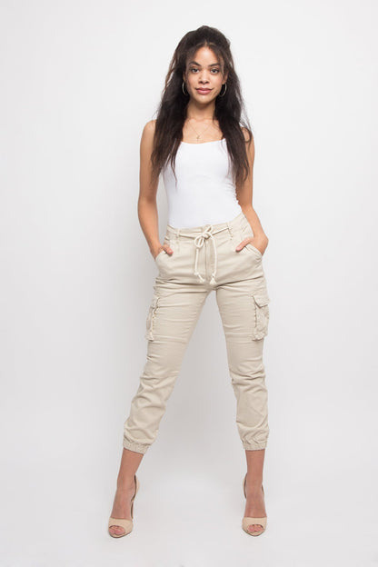 Women's Essential Basic Cropped Colored Cargo Joggers