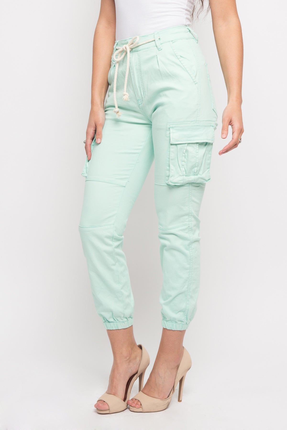 Women's Essential Basic Cropped Colored Cargo Joggers