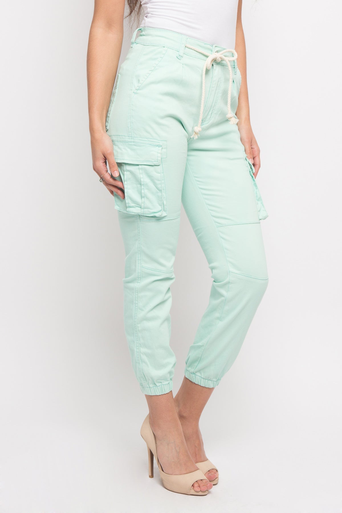 Women's Essential Basic Cropped Colored Cargo Joggers