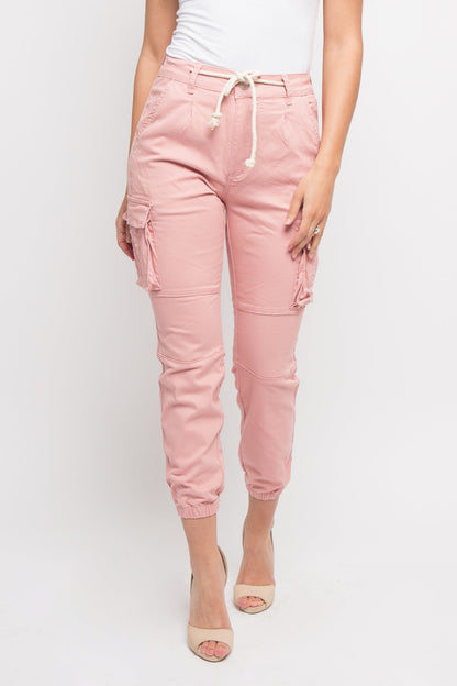 Women's Essential Basic Cropped Colored Cargo Joggers