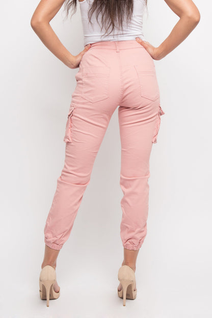 Women's Essential Basic Cropped Colored Cargo Joggers
