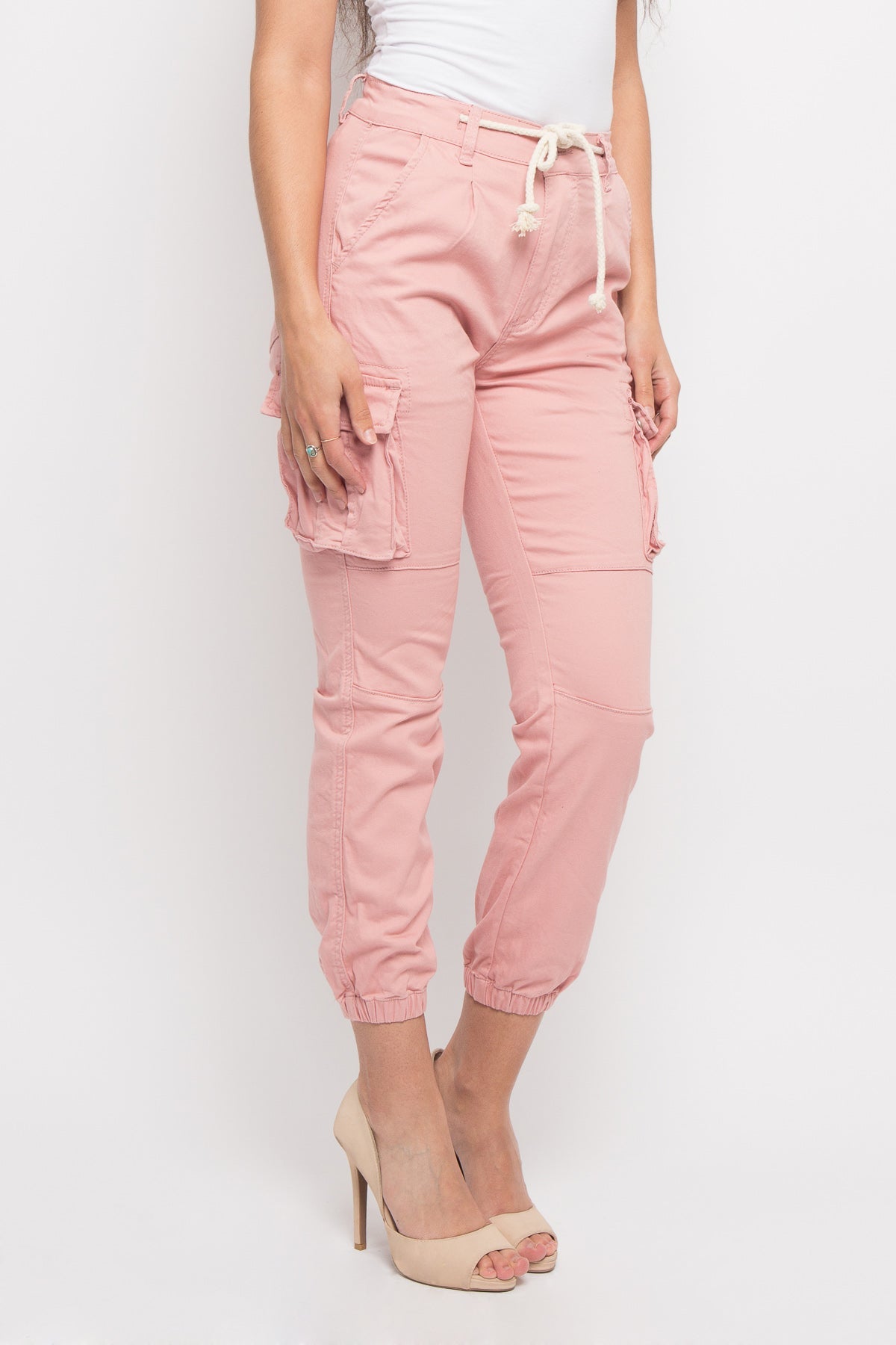 Women's Essential Basic Cropped Colored Cargo Joggers