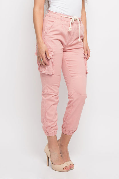 Women's Essential Basic Cropped Colored Cargo Joggers